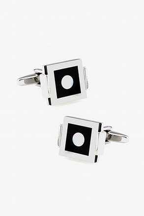 _Clasped Patterned Square Mother Of Pearl Cufflinks_