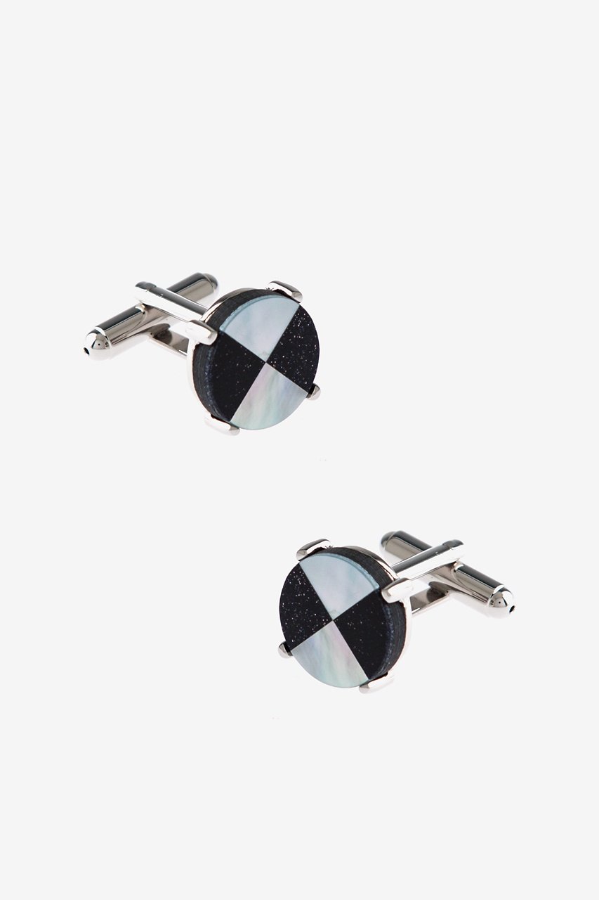 Round Double Pattern Mother Of Pearl Cufflinks Photo (0)