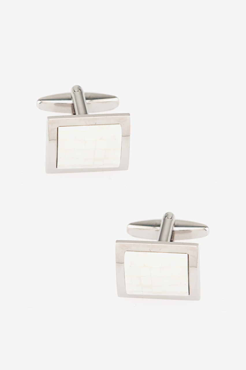 Rounded Rectangle Mosaic Mother Of Pearl Cufflinks Photo (0)