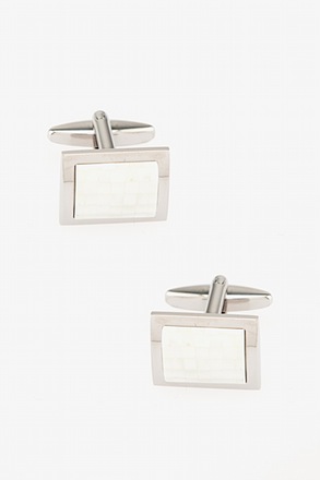 Rounded Rectangle Mosaic Mother Of Pearl Cufflinks