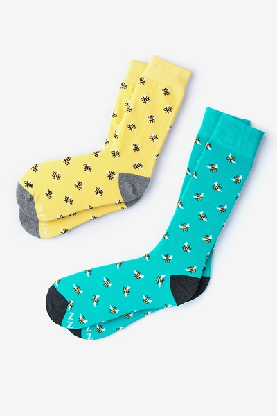 Multicolor Carded Cotton Bee His & Hers Socks | Ties.com