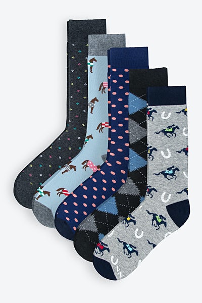 Multicolor Carded Cotton Derby Day Sock Pack