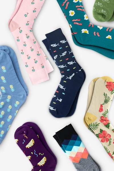 Multicolor Carded Cotton Mystery Sock 6 Pack Sock Pack