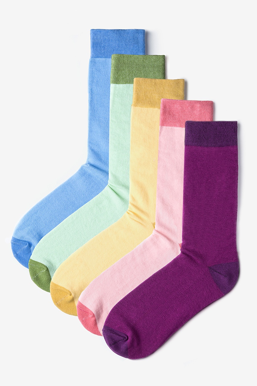 Multicolor Carded Cotton Pastel Solids Sock Pack | Ties.com