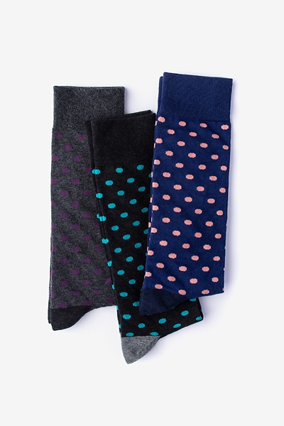 Multicolor Carded Cotton Polka Power 3 Sock Pack
