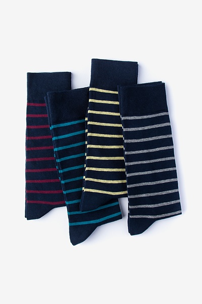 Multicolor Carded Cotton Stripe Hype 4 Sock Pack | Ties.com