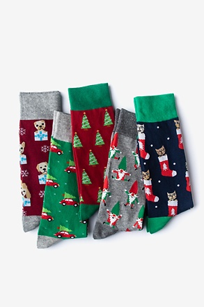 Under the Mistle-Toes Men's Christmas Multicolor Sock Pack