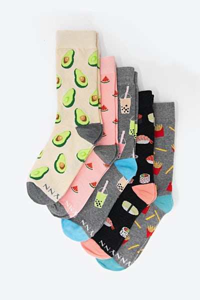 Multicolor Carded Cotton Women's Foodie Pack Sock Pack