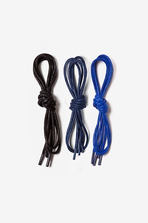 _Black & Blue 3 Pack Waxed Multicolor Shoelaces_