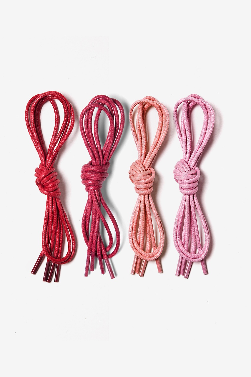 Red & Pink 4 Pack Waxed Multicolor Shoelaces Photo (0)
