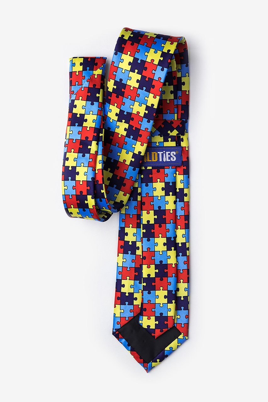 Autism Awareness Puzzle Multicolor Extra Long Tie Photo (2)