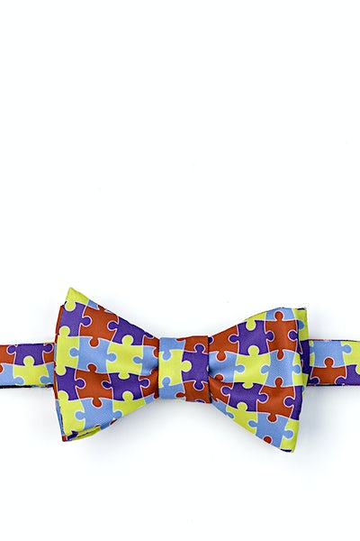 Multicolor Microfiber Autism Awareness Puzzle Self-Tie Bow Tie