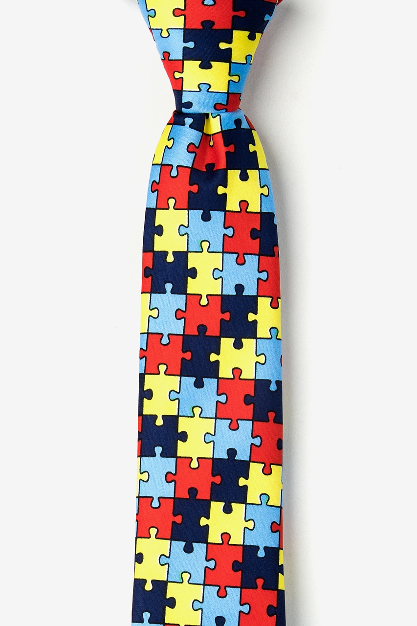 Autism Awareness Puzzle Multicolor Skinny Tie Photo (0)