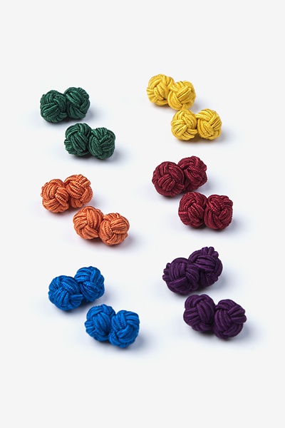 Multicolor Polyester Knot Cufflink Set
