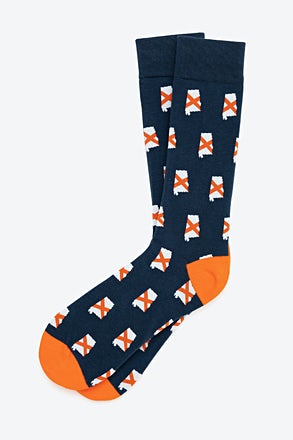 Alabama State Flag Navy Blue Medium-Large Sock