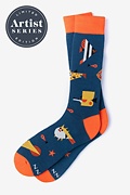 Alynn® X Owen Davey Fish Navy Blue Sock Photo (0)