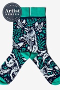Alynn® X Joshua Noom Prowling Wolf Navy Blue Medium-Large Sock Photo (0)