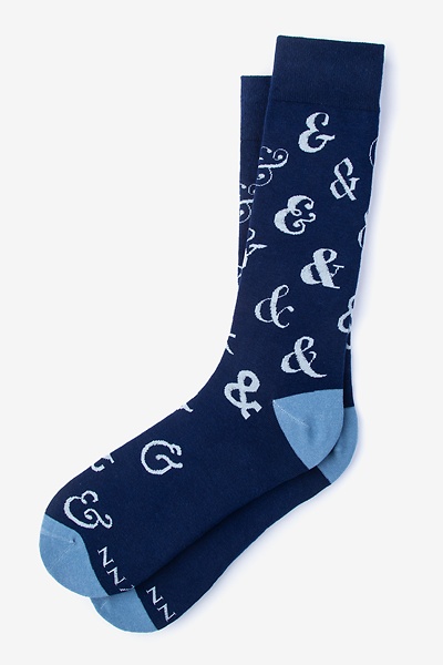 Ampersand Addict Navy Socks | Literature & Writer Socks | Ties.com