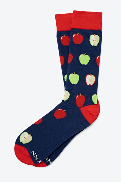 Navy Blue Carded Cotton Apple Core Values Sock | Ties.com
