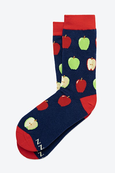 Navy Blue Carded Cotton Apple Core Values Women's Sock | Ties.com