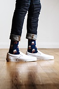 Bacon & Eggs Breakfast Navy Blue Medium-Large Sock Photo (1)
