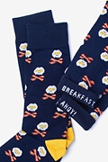 Bacon & Eggs Breakfast Navy Blue Medium-Large Sock Photo (2)