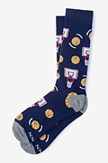 Basketball Nothing But Net Navy Blue Sock Photo (0)