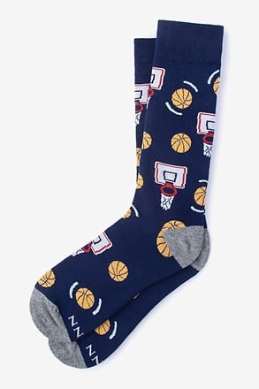 _Basketball Nothing But Net Navy Blue Sock_