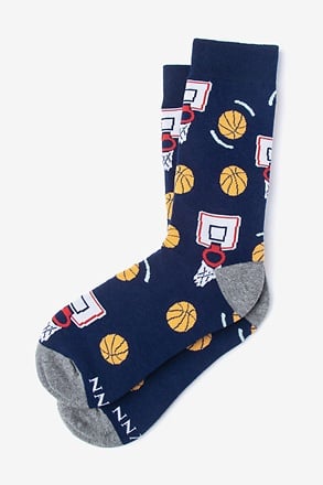 Basketball Nothing But Net Navy Blue Women's Sock