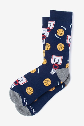 _Basketball Nothing But Net Navy Blue Women's Sock_