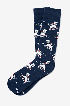 _Catstronauts Navy Blue Sock_