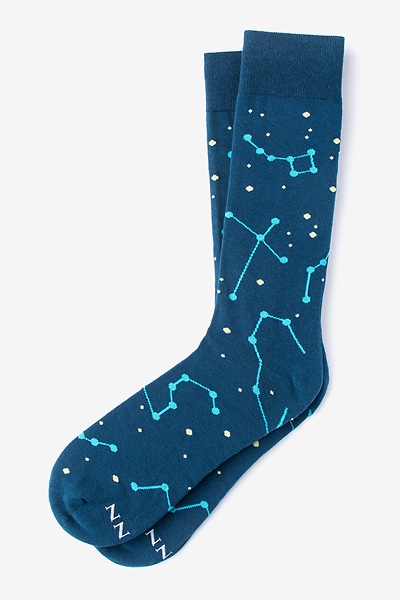 Navy Blue Carded Cotton Constellation Prize Medium-Large Sock