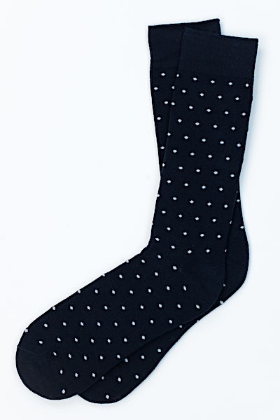 Navy Blue Carded Cotton Dapper Dots Medium-Large Sock