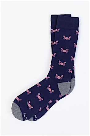 _Don't Be Shellfish | Crab Navy Blue Medium-Large Sock_