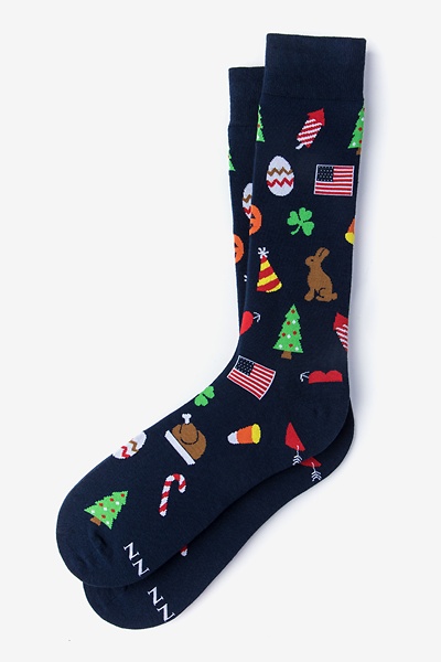 Navy Blue Carded Cotton Every Occasion Medium-Large Sock