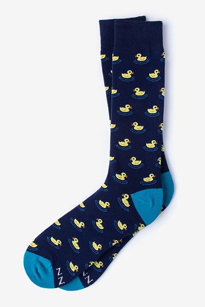 Navy Blue Carded Cotton Feelin' Ducky Medium-Large Sock