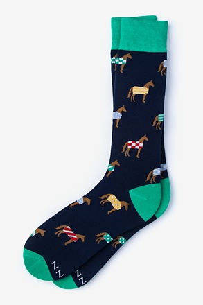 Derby Horse Navy Blue Sock