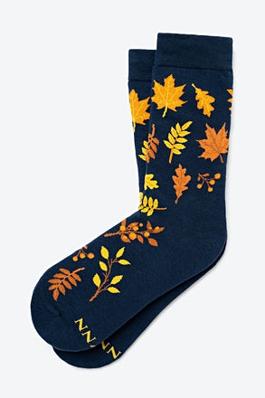 Leaf Me Alone Navy Blue Small-Medium Sock