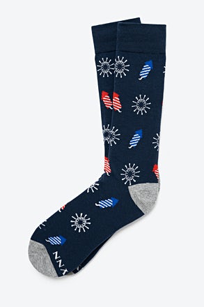 Let's Celebrate Navy Blue Medium-Large Sock