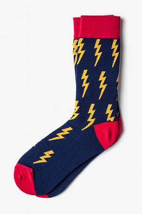 _Lightning Bolt Navy Blue Sock_