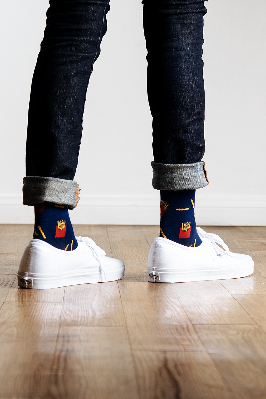 French Fries Navy Blue Sock Photo (1)