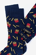 French Fries Navy Blue Sock Photo (2)