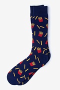 French Fries Navy Blue Sock Photo (0)