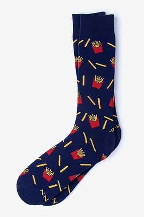 French Fries Navy Blue Sock