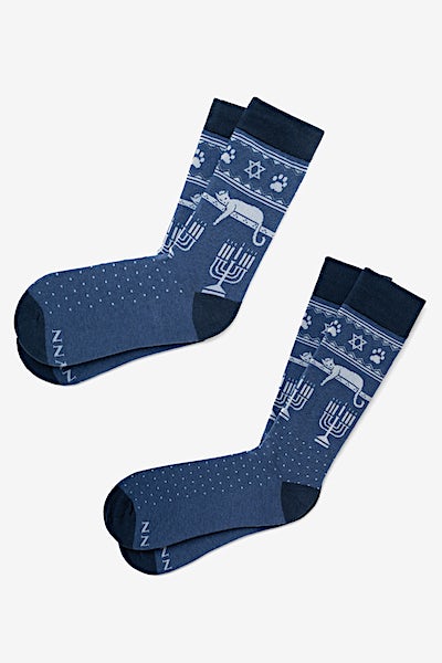 Navy Blue Carded Cotton Mazel Tov Sock | Ties.com