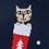 Navy Blue Carded Cotton Meowy Christmas Medium-Large Sock