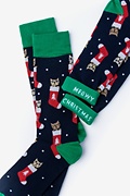 Meowy Christmas Navy Blue Medium-Large Sock Photo (1)