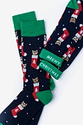 Meowy Christmas Navy Blue Sock Photo (1)