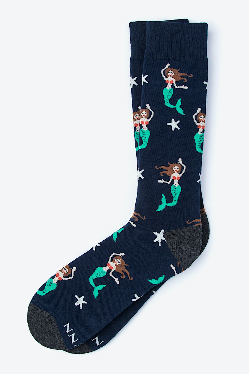 Navy Blue Carded Cotton Mermaid Sock