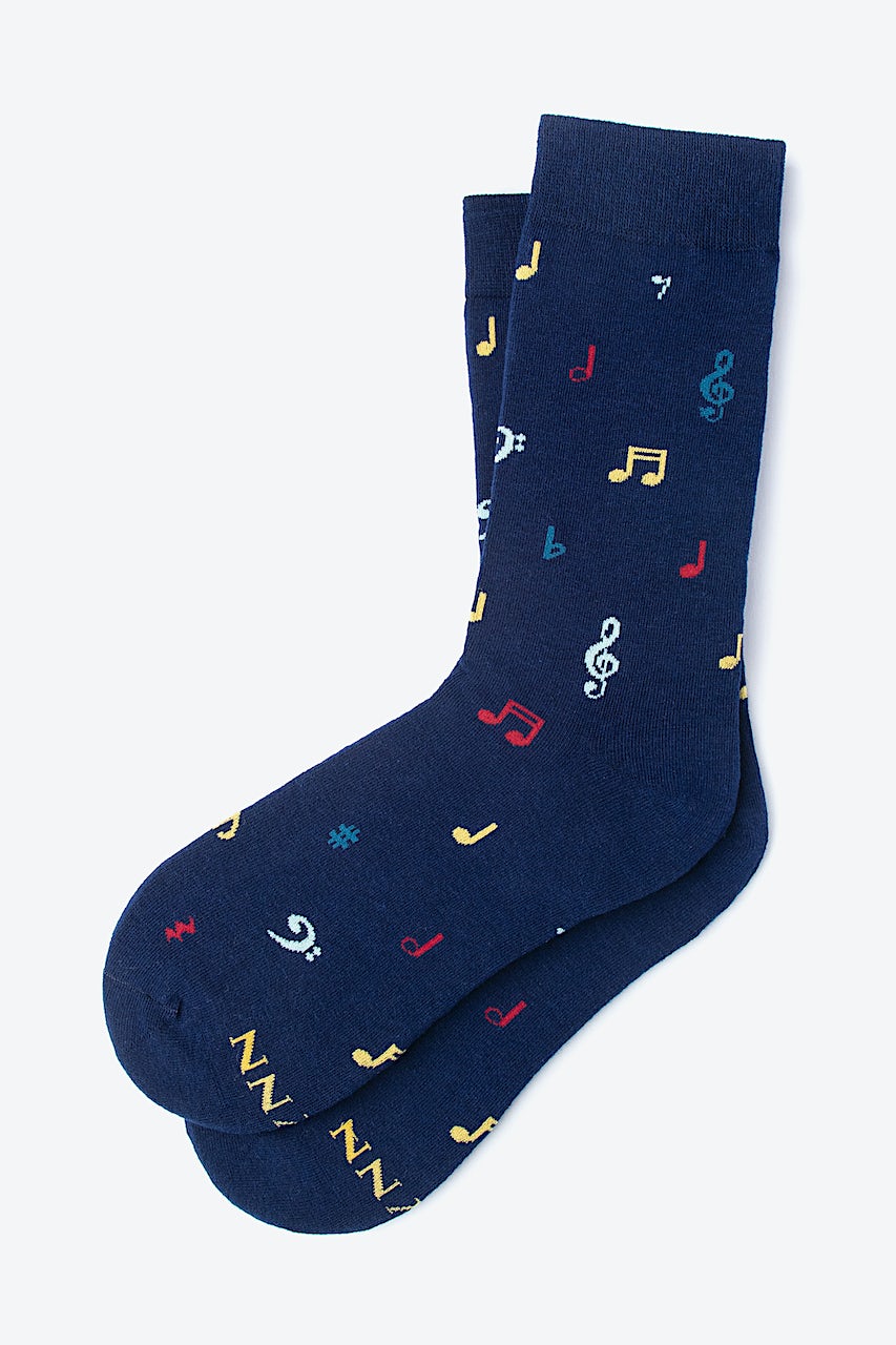 Music Note Navy Blue His & Hers Socks Photo (2)